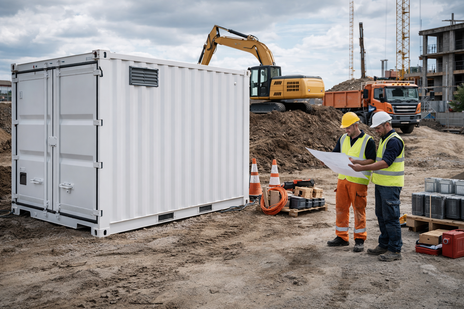 Contenedor de 20 pies en faena de construcción