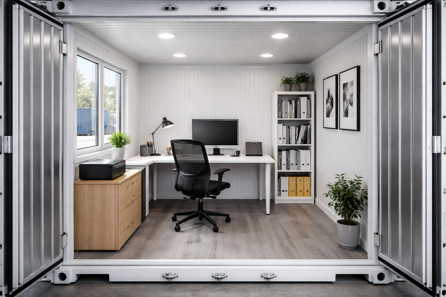 Contenedor de 20 pies habilitado como oficina modular