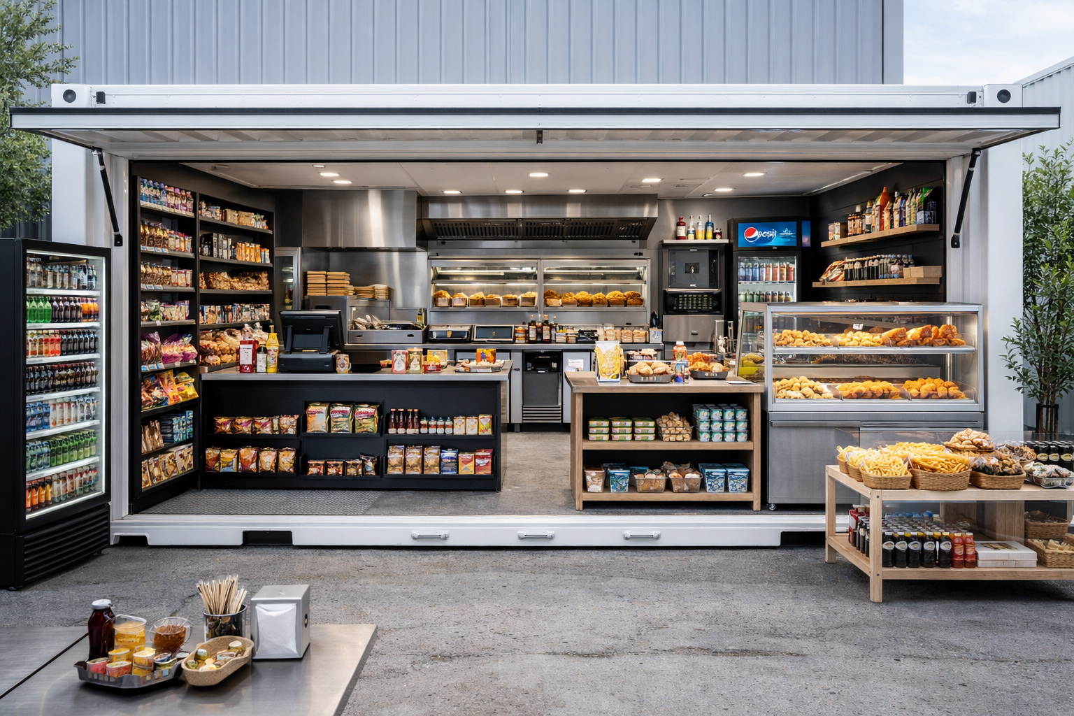 Contenedor de 40 pies como espacio comercial modular