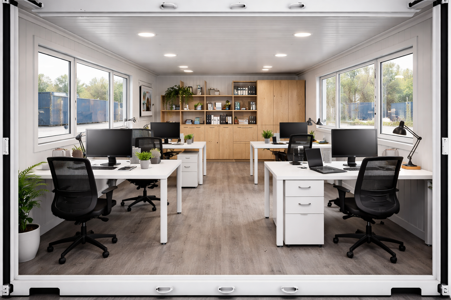 Contenedor de 40 pies habilitado como oficina modular