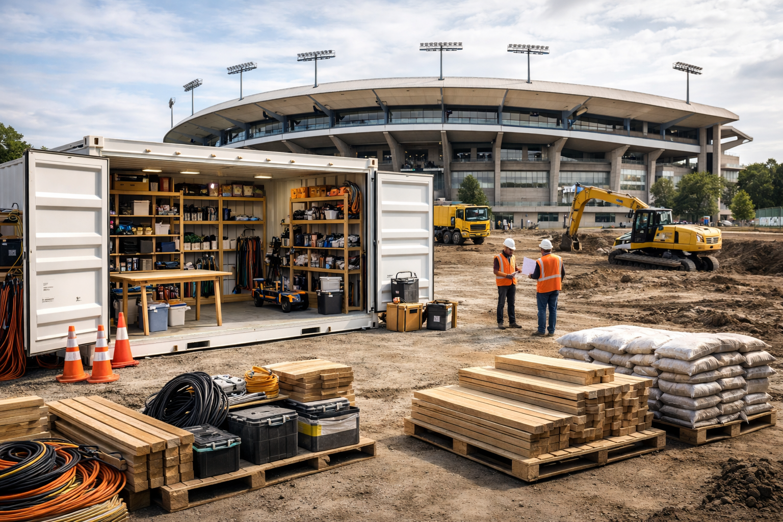 Contenedor High Cube en obra o faena industrial